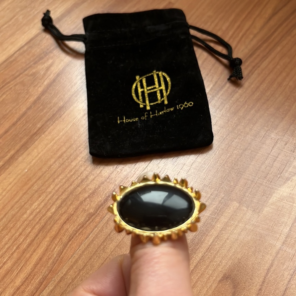 House of Harlow 1960 black and gold ring, size 7